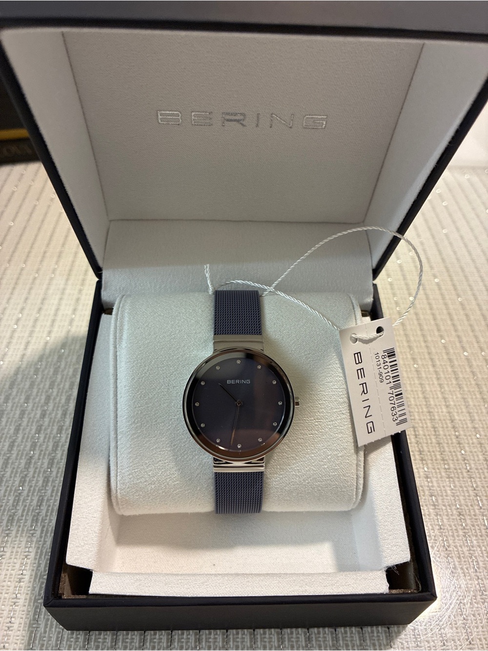 Ring Navy Blue Stainless Steel Mesh Watch